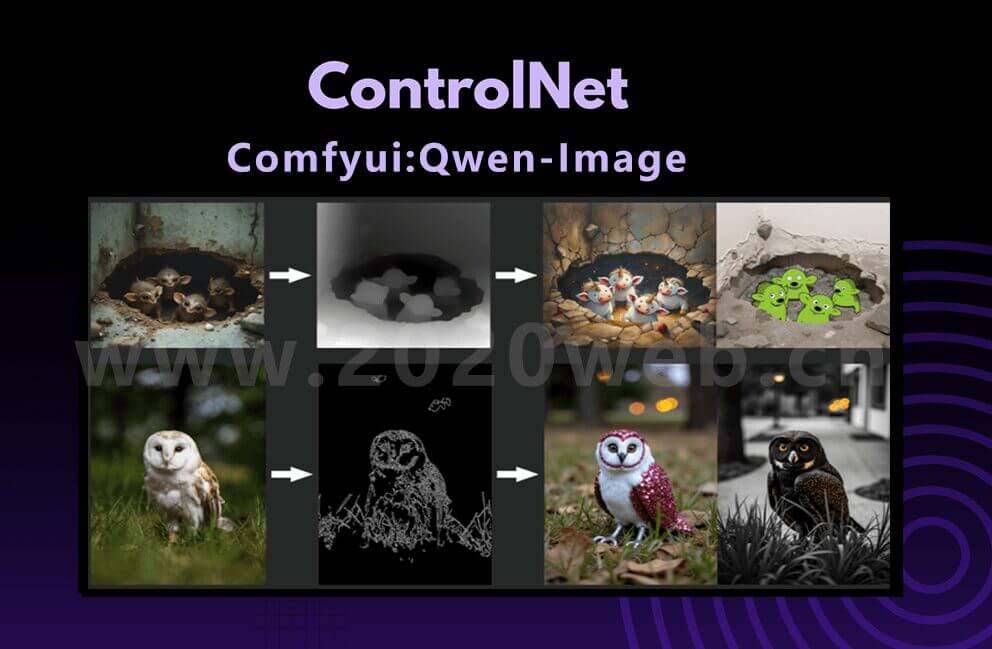 Qwen-Image的Controlnet精准控制图像生成：depth、Canny与Inpaint局部重绘