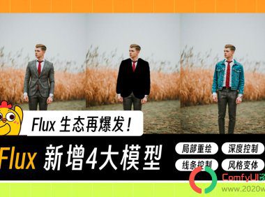 FLUX.1模型(Fill、Canny、Depth 和 Redux):支持局部重绘/扩图/风格变体