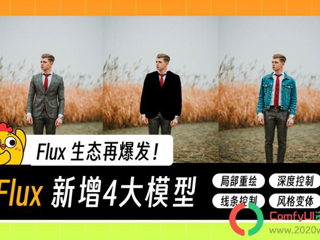 FLUX.1模型(Fill、Canny、Depth 和 Redux):支持局部重绘/扩图/风格变体